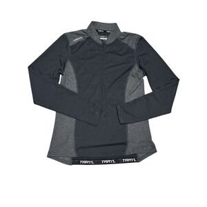 Trayl Cycling Black/Gray Long Sleeve Quarter Zip W/Back Zip Pocket Jersey Size M